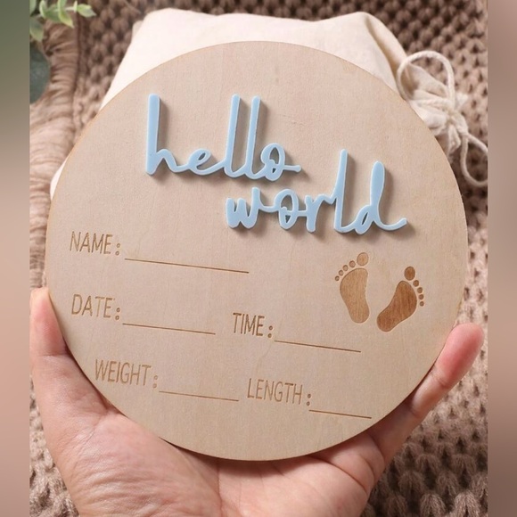 Baby Birth Announcement Wood Discs Baby Girl Boy Acrylic Letter Graphic Monthly - Picture 2 of 9